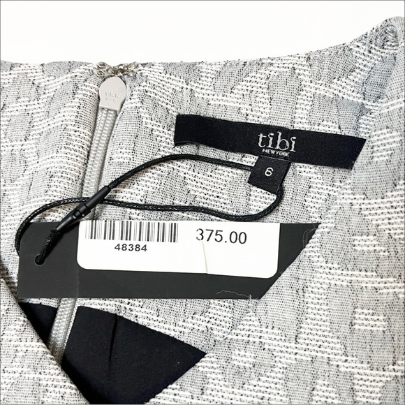 Tibi NWT Rime Jacquard Dress 6 gray leopard neutral fit flare mini cocktail - Picture 7 of 13